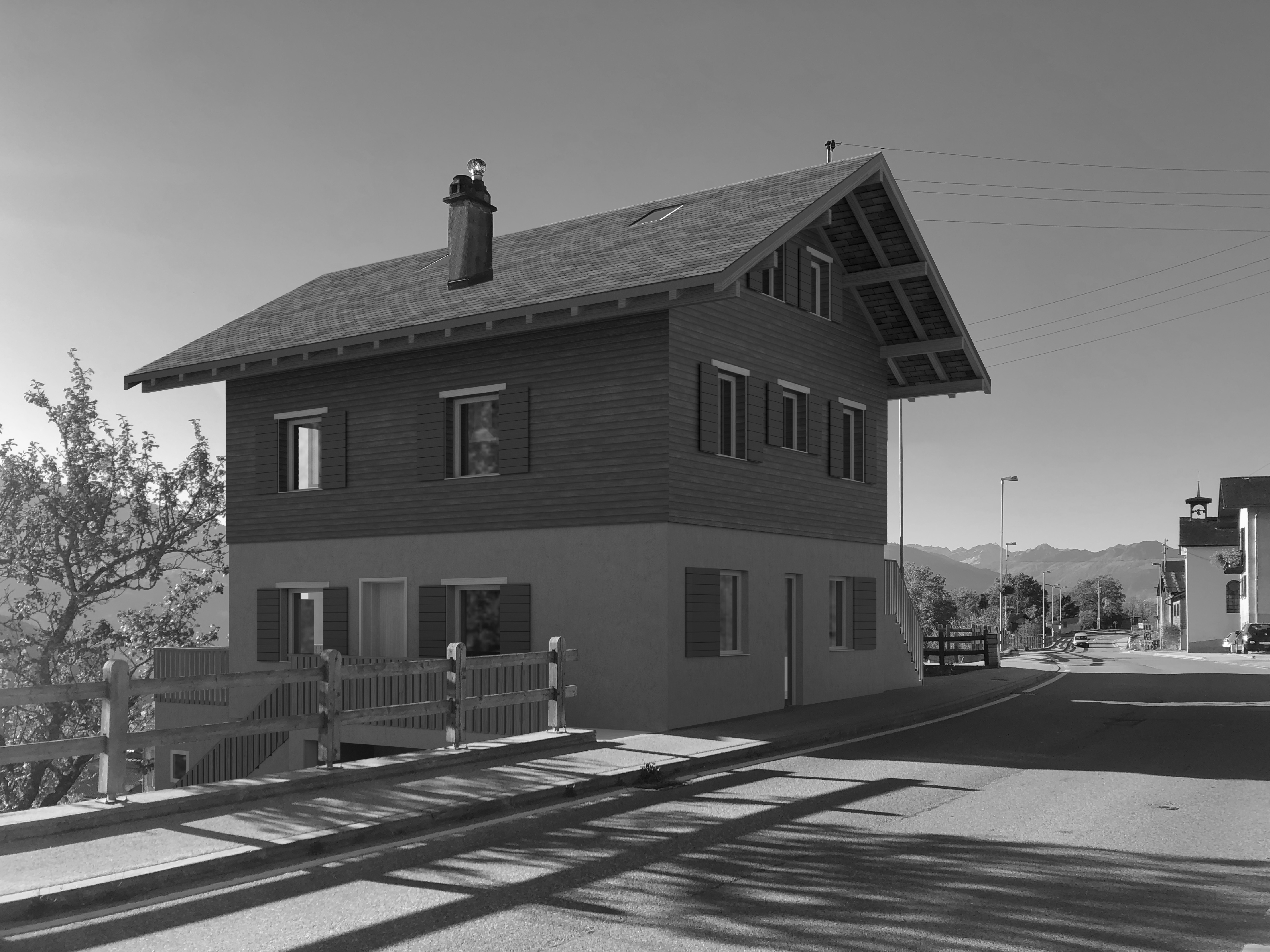 Transformation of a chalet into two apartments